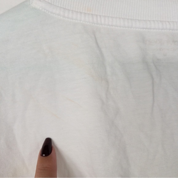 Calvin Klein Performance White Crop Top Women's Logo Shirt - Picture 5 of 5